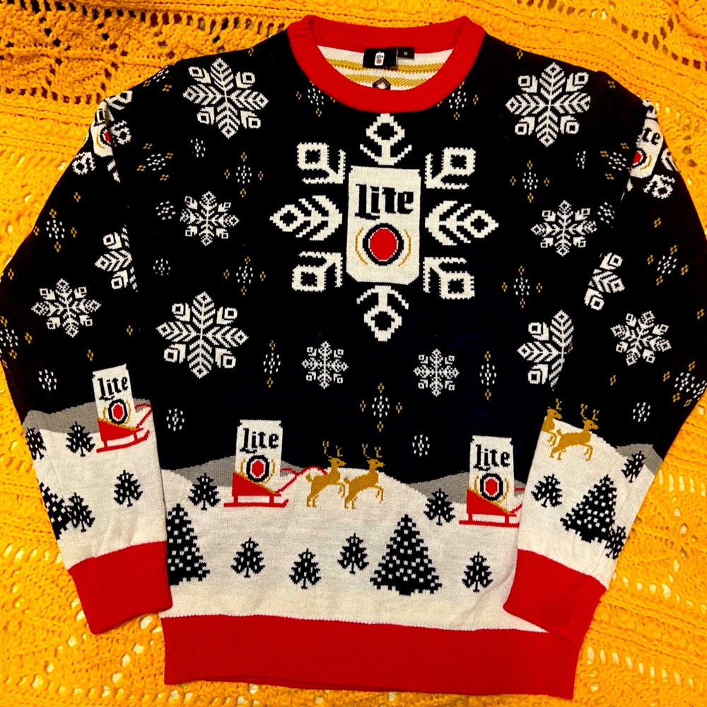 Miller Lite Ugly Christmas Sweater, Size M